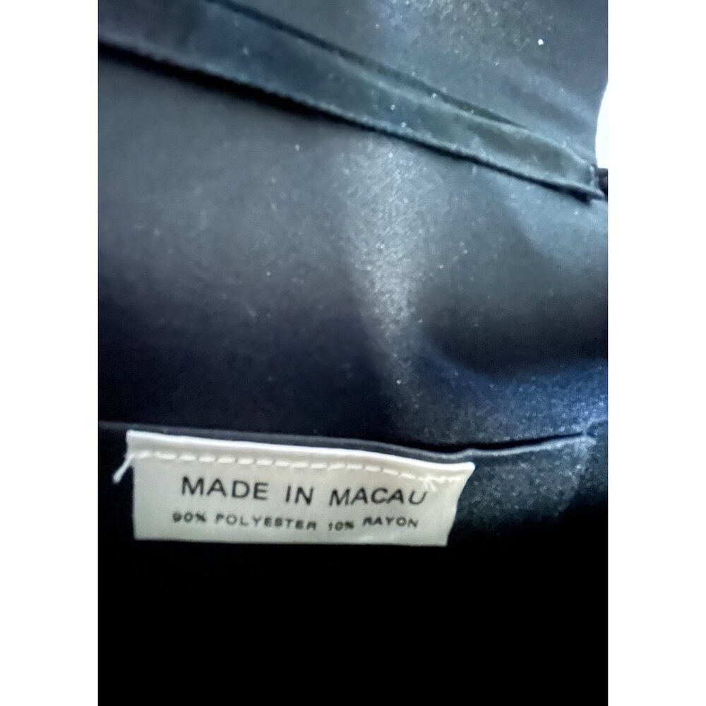 Y2K Vintage Black Beaded Satin Classy Evening Bag Magnetic Closure Rope Strap - Picture 6 of 9